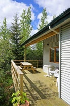 The porch of the Middalskot Cottage.