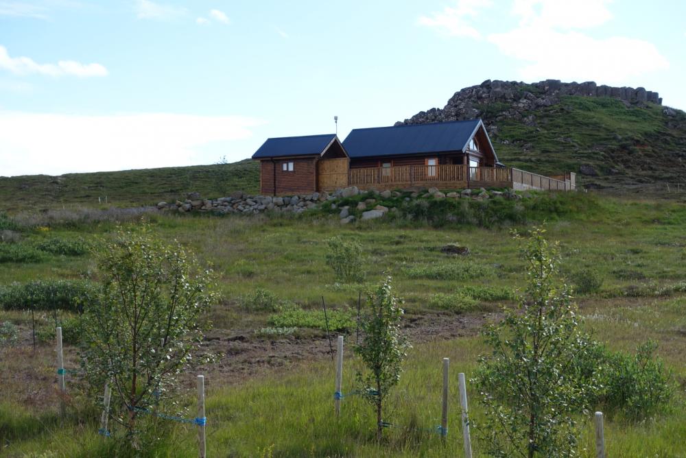 Cedar Log Cabin in Gr&iacute;msnes with Hot Tub