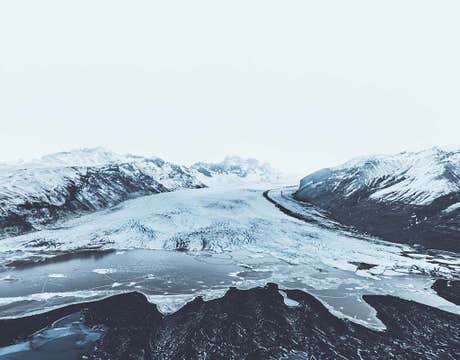 Vuelo Panorámico sobre el Glaciar Vatnajokull desde Skaftafell
