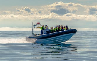 A RIB Speedboat with a group of people aboard