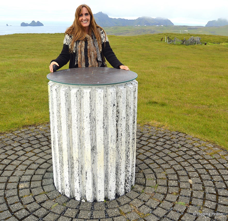 Westman Islands South-Iceland - Regína by the view-dial at Stórhöfði cape