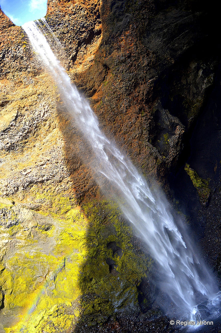 Remundargilsfoss waterfall in Remundargil canyon South-Iceland