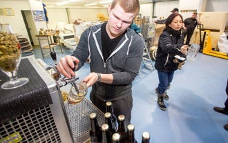 The Kaldi Brewery allows guests to taste its products.