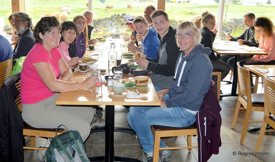 Having lunch with the group at Vogafjós