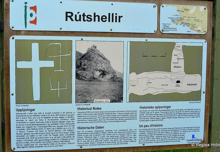 The information sign by Rútshellir cave