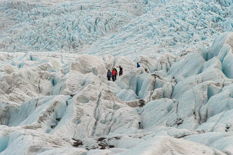 Falljokull glacier boasts a rugged and icy terrain.