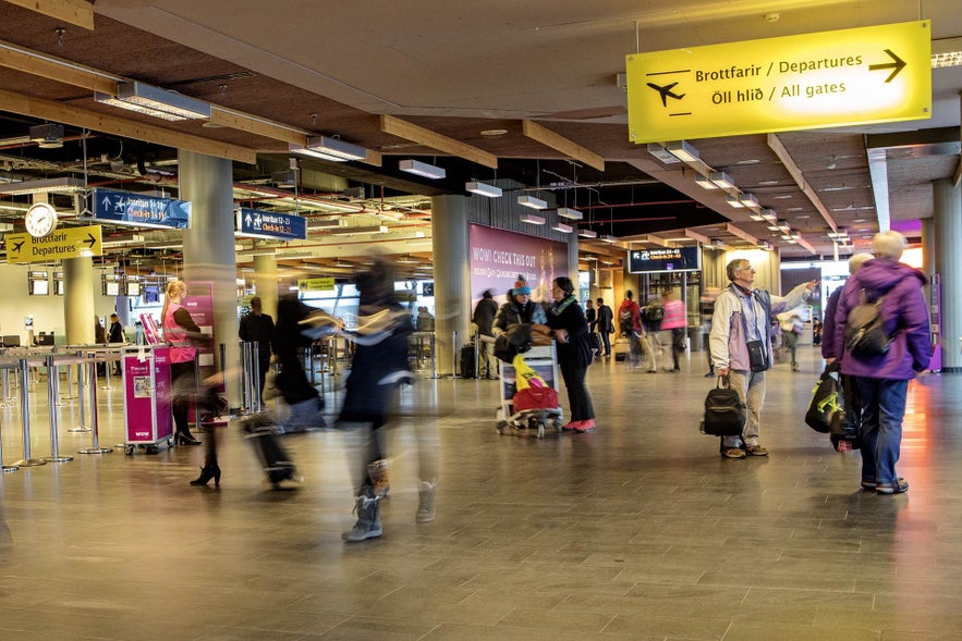 Travellers at Keflavik Airport