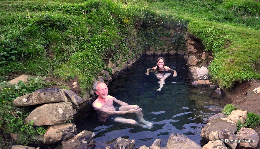 Regína in Hrunalaug Natural Hot Pool in South Iceland -