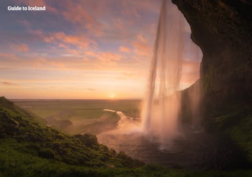 As seen from inside the cavern behind Seljalandsfoss waterfall.