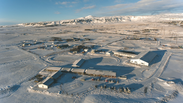 Eldhestar Hotel covered in the snows of Iceland's winters.