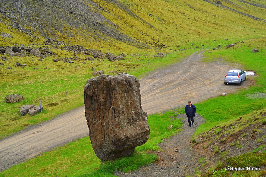 The Peculiar Rock, Steðji-Staupasteinn, in Hvalfjörður in Southwest Iceland