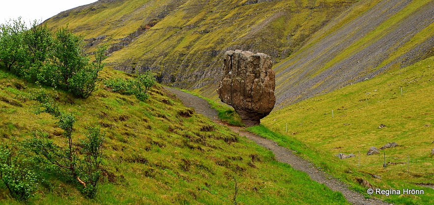 The Peculiar Rock, Steðji-Staupasteinn, in Hvalfjörður in Southwest Iceland