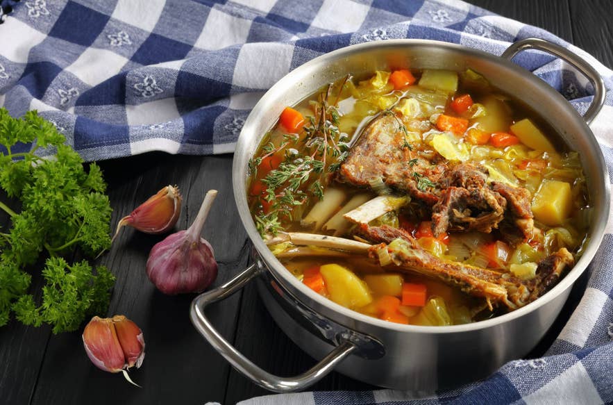 Traditional Icelandic lamb soup with root vegetables and herbs Traditional Icelandic lamb soup with root vegetables and herbs