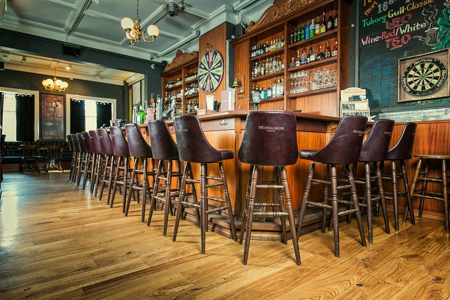 The English Pub is a lively bar in downtown Reykjavik with regular live music and sports broadcasts