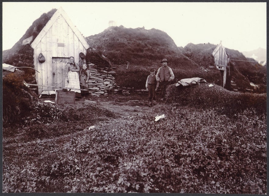 Icelandic farms were made from turf and rock throughout history