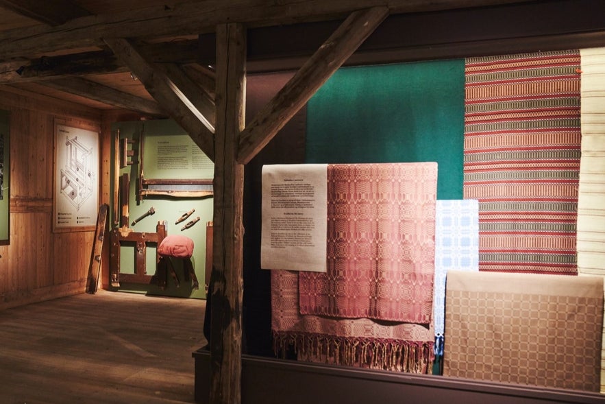 Wool weaving on display at the Arbaer open air museum in Reykjavik