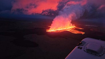 Flygplansresa till Litli-Hruturs före detta vulkanutbrott från Reykjavik