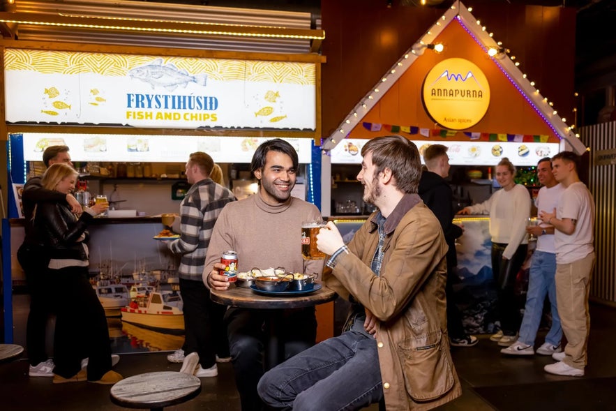 People dining at Grandi matholl at grandi iceland