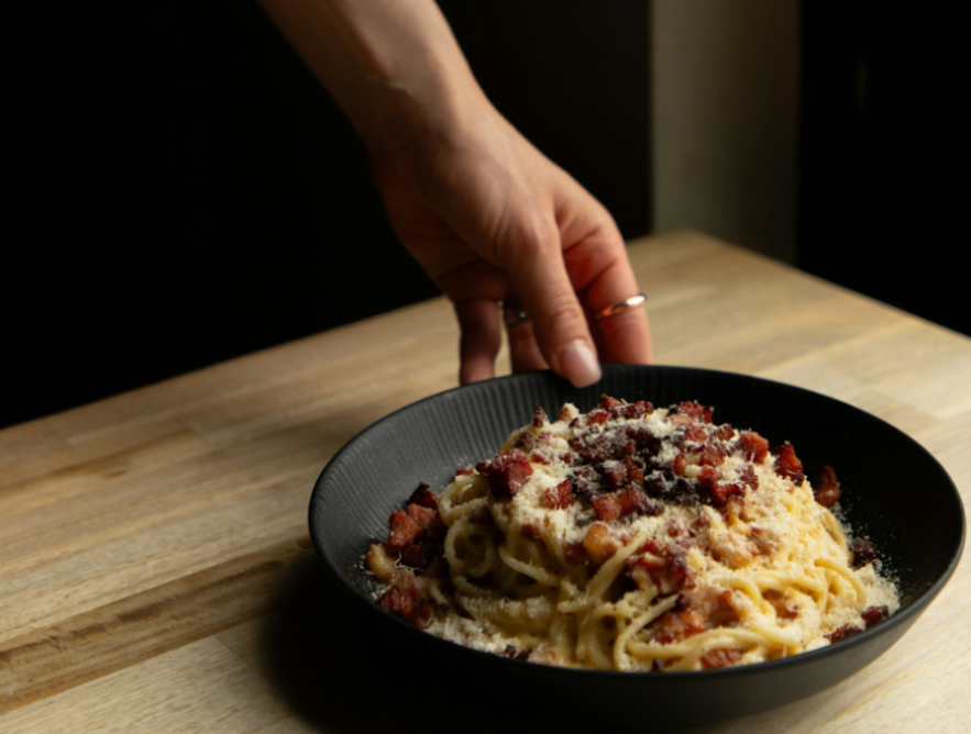 Carbonara being served in Pasta é Basta restaurant 