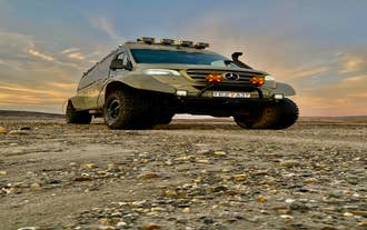 A Mercedes-Benz Sprinter with 49-inch wheels is one of the vehicles you may ride.