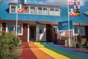 Hotel Blafell is a wonderful hotel in the Eastfjords with a colourful facade.