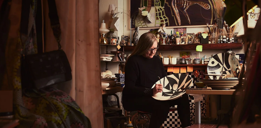 Inga Elín Artist creating her ceramic souvenirs 