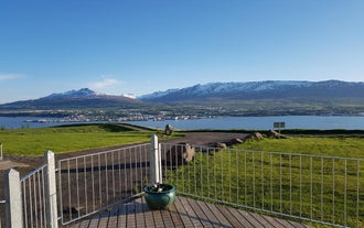 A spectacular view of the Eyjafjordur fjord from the Geldingsa Apartment.