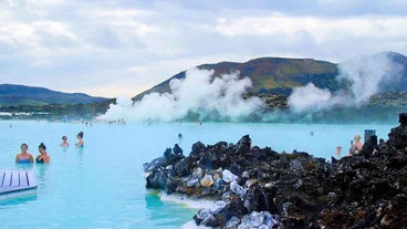 The Blue Lagoon features bright blue waters rich in minerals.