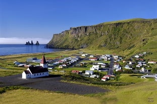 The village of Vik on Iceland's South Coast during summer.