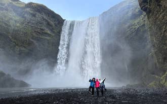 The South Coast's Skogafoss waterfall makes a beautiful subject and backdrop for photos.