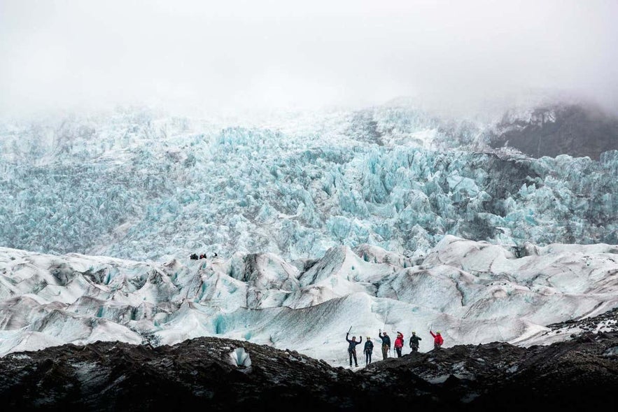 Glacier hiking is a magical winter experience in Iceland