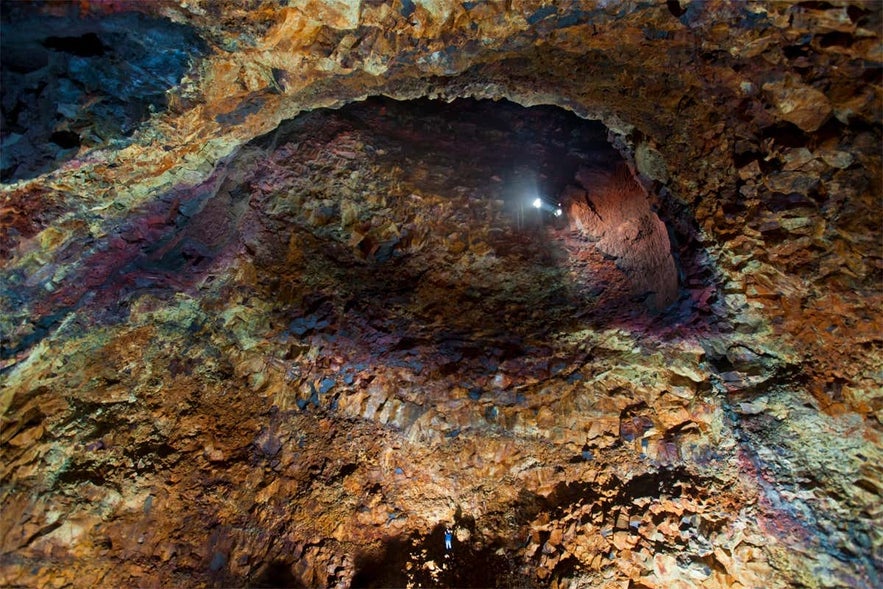 The lava chamber of Thrinhnukagigur volcano in Iceland is incredible