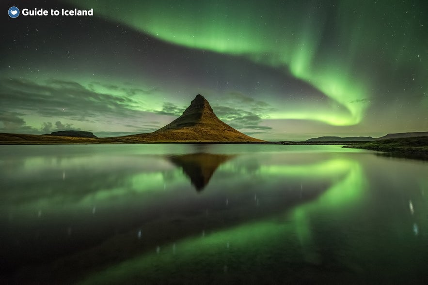 Northern lights above the Kirkjufell mountain