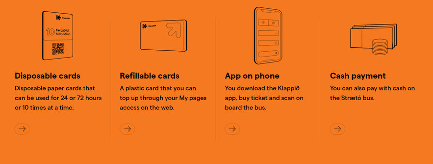There are several ways to pay for the bus in Iceland