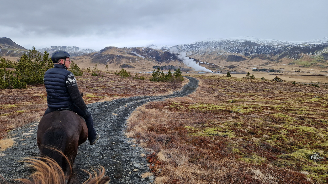 Reykjadalur valley, one of the most active geothermal areas in Iceland.
