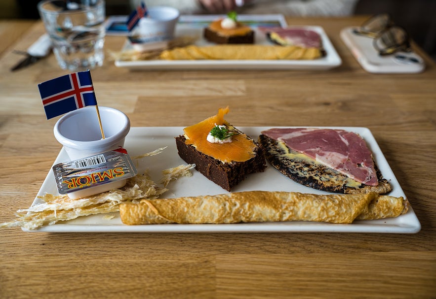 A tasting platter of traditional Icelandic food