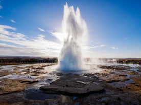 Strokkur geyser erupts every five to ten minutes.