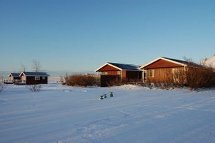 View of Moar Guesthouse located in the coastal West Iceland town of Akranes.