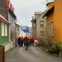 Travelers exploring the beautiful streets of Reykjavik during a city walking tour.