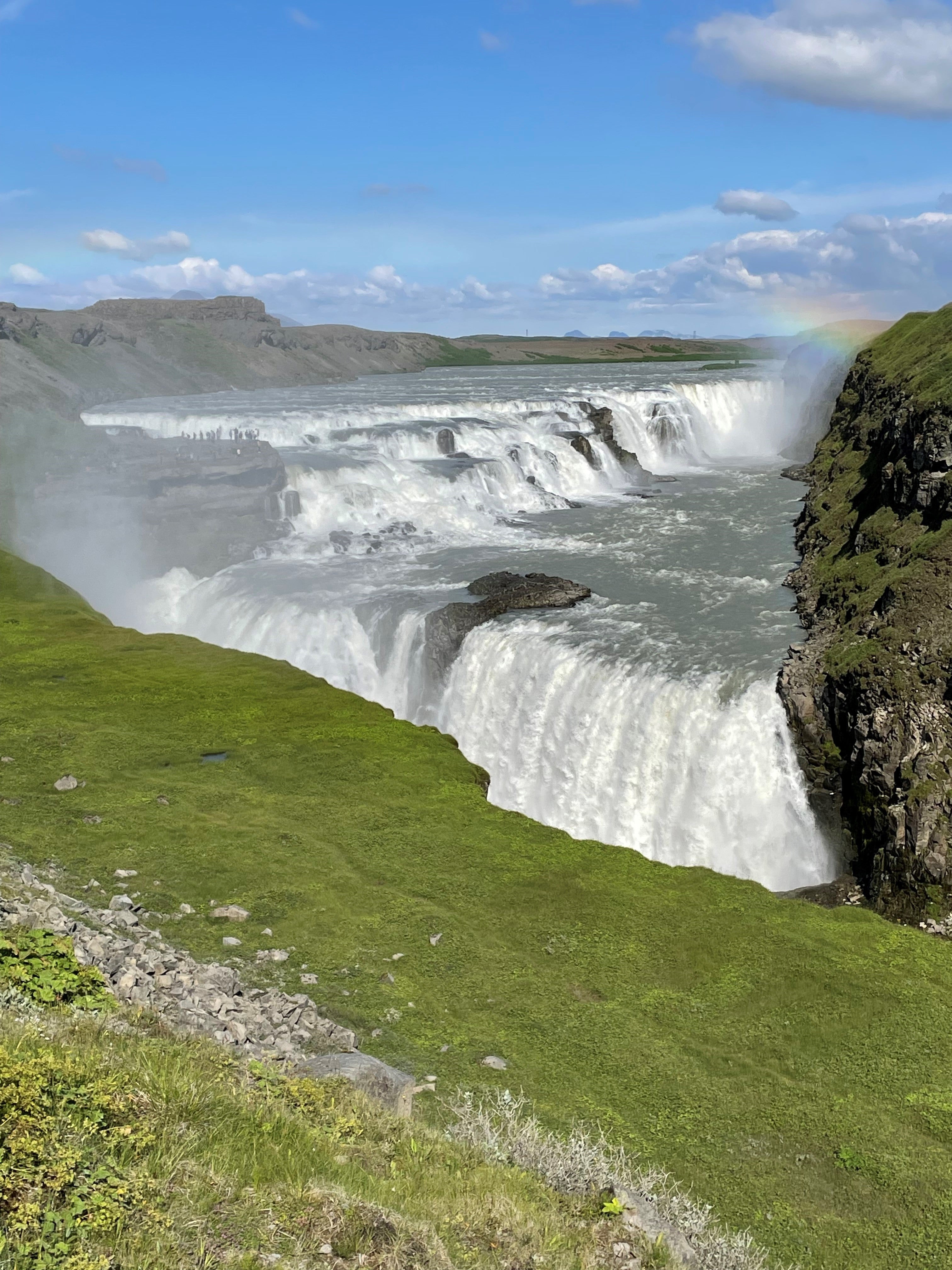 The most well-known waterfall in Iceland is the mesmerizing Gullfoss.