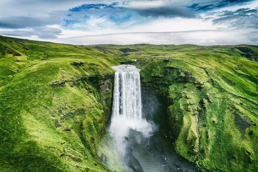 Skogafoss waterfall is an iconic South Coast stop