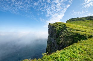 The view of the cliffs near Hornvik in the Westfjords.