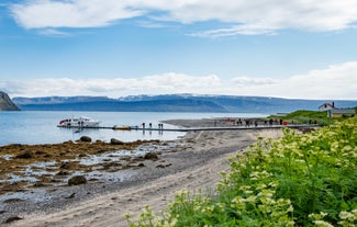 Bryggan där båten lägger till utanför Hesteyris kust.