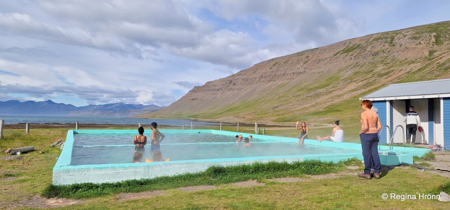 Reykjafjarðarlaug geothermal pool in Reykjafjörður fjord in the Westfjords of Iceland