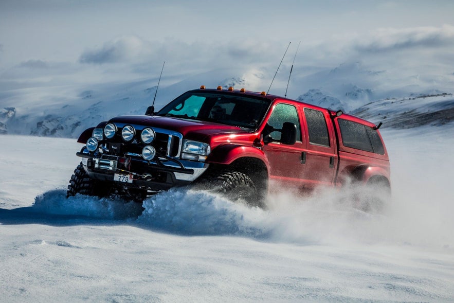 A superjeep is a modified 4x4 vehicle capable of driving on glaciers.