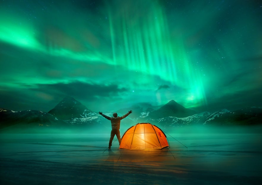 Camping in Iceland during early spring or late summer might allow you to see the northern lights.