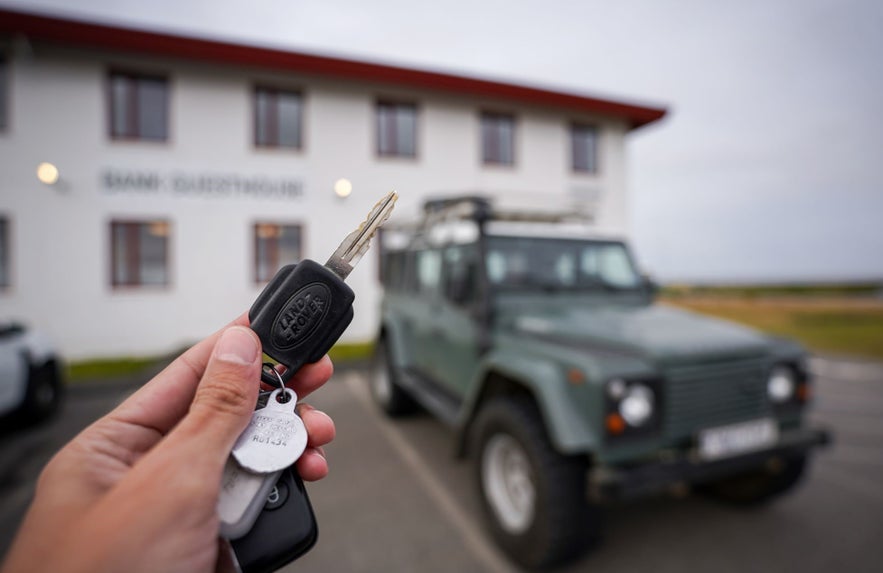 Picking up a car in Iceland.