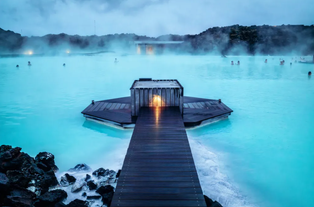 Iconic milky-blue waters of the Blue Lagoon Geothermal Spa, a must-visit Iceland attraction.