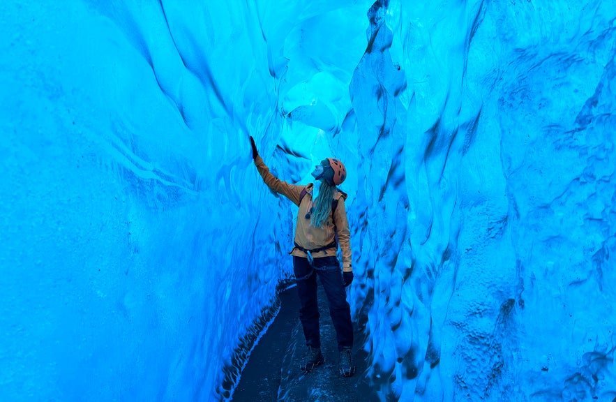 The Crystal Ice Cave in Vatnajokull Glacier is an amazing natural wonder in Iceland