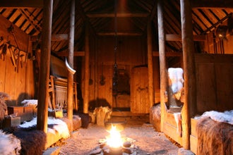 The interior of the 10th century replica longhouse.